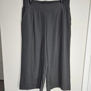 Quince Performance Tech Wide Leg Pant Olive Green Size L Elastic WaistZip Pocket